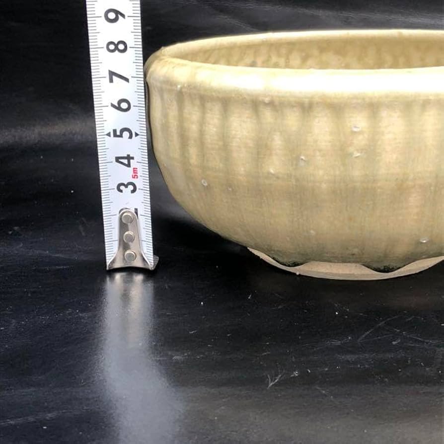 古美術品◼️釉薬の流れや溜まりがかなりステキな大きい深いお皿、大鉢、花瓶？花道具？ デッドストック 朱巻 金彩 桜花詰紋 高台皿